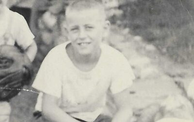 Monochrome picture of John David "Dave" Sherburne in early teens at Camp Gorton in 1950's